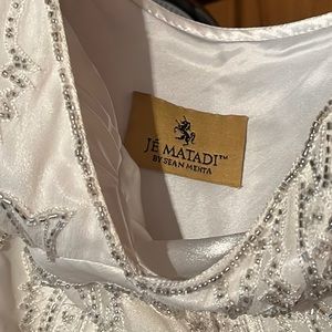 Ivory 3/4 length Sequined Gown